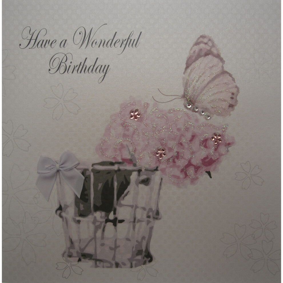 WHITE COTTON CARDS D174 Have A Wonderful Birthday Handmade Birthday Card, White-image-OPC-PPFFPB-NEW