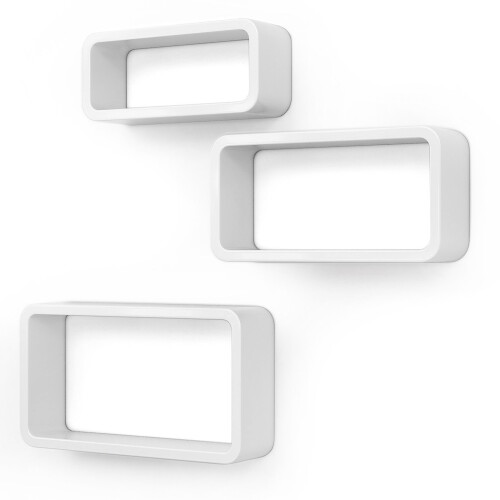 SONGMICS Wall Shelves Set of 3 Cube Floating Shelves Weight Capacity 15