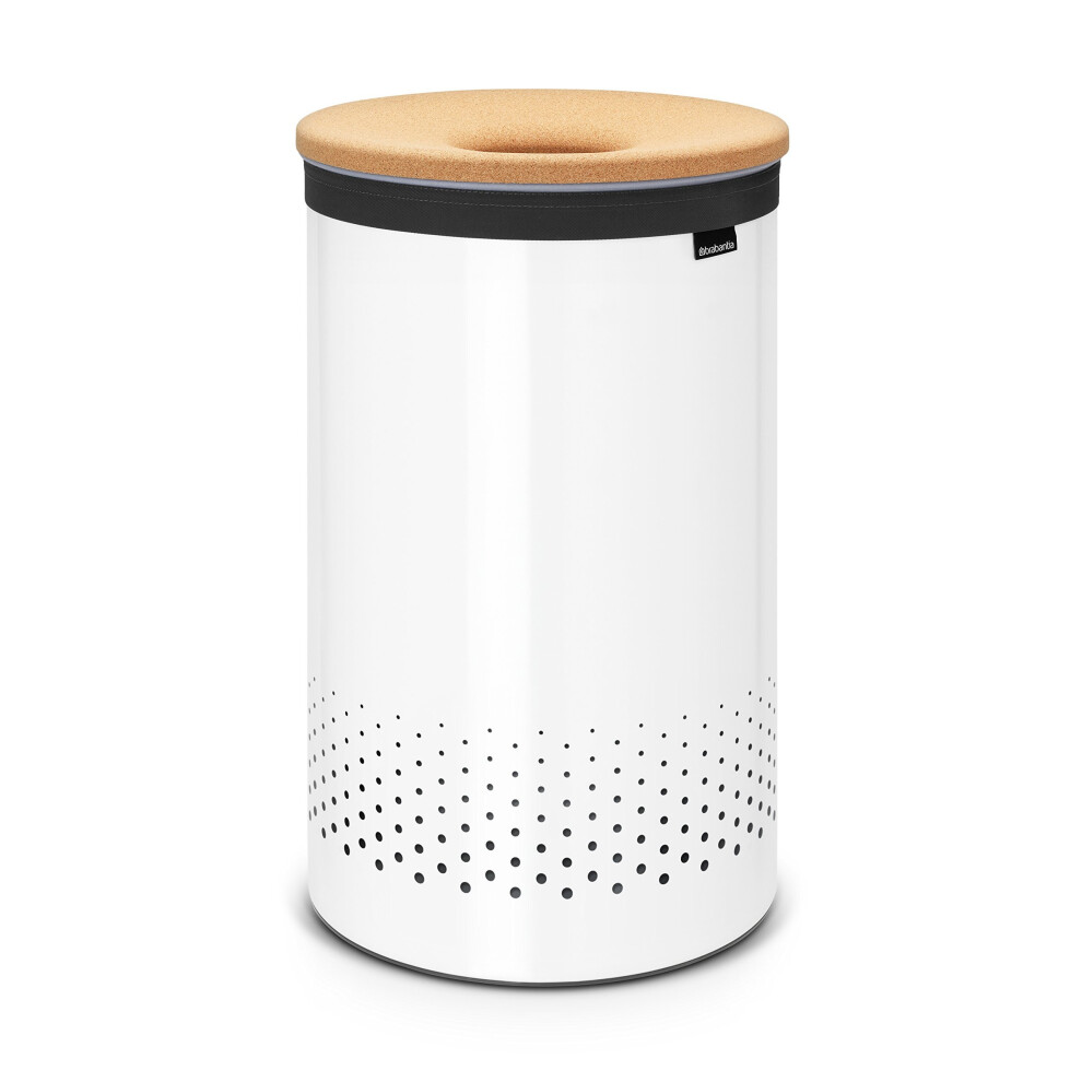 Brabantia Large Laundry Bin with Cork Lid, 60 L - White