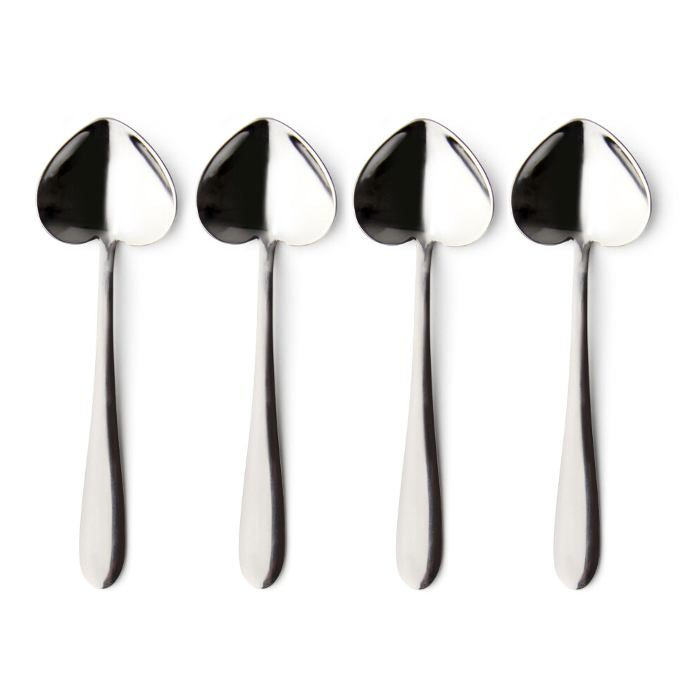 Windsor Sweet Heart Shaped Teaspoon Spoon Pack 4 - Stainless Steel