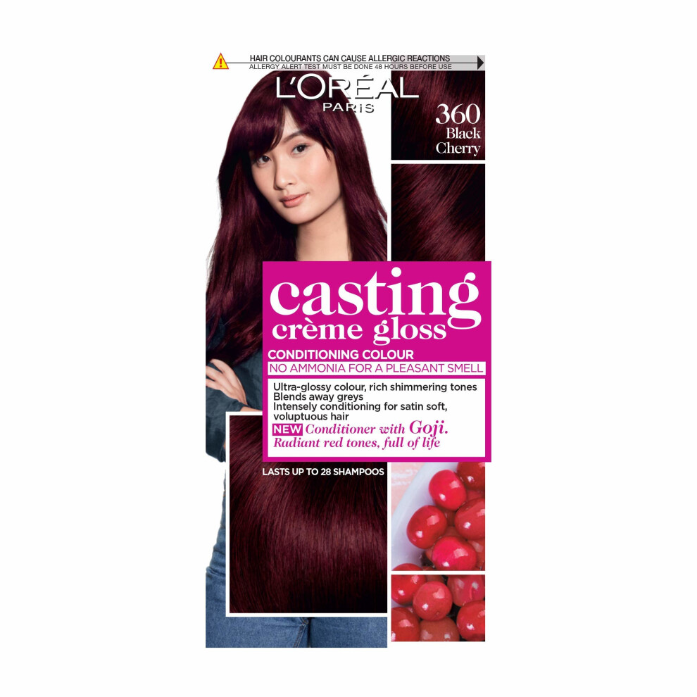 New L’oréal Paris L'oréal Casting Crème Gloss 360 Black Cherry Red Semi Permanent Hair Dye Black,Red C-3600521365960