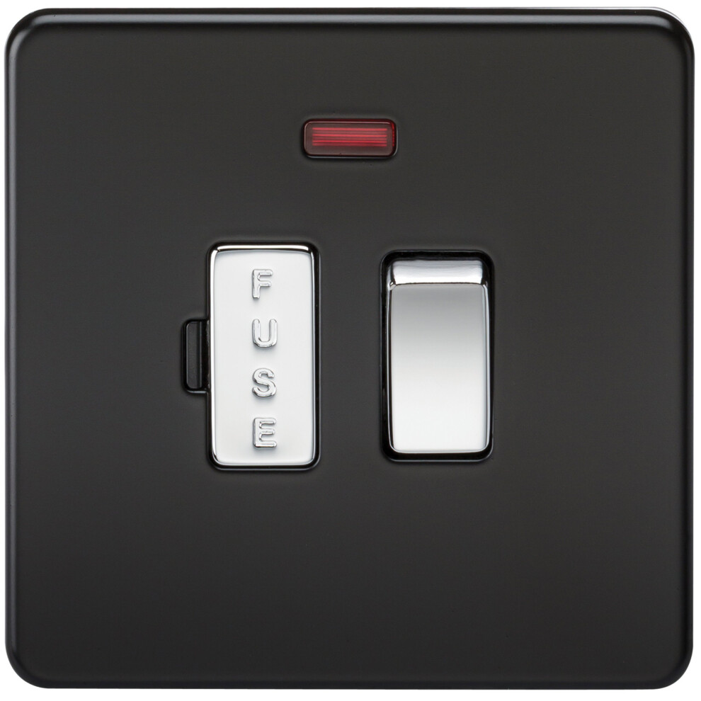 Knightsbridge Sf6300nmb Screwless 13 A Switched Fused Spur Unit, Neon, Matt Black With Chrome Rocker 5055832903130
