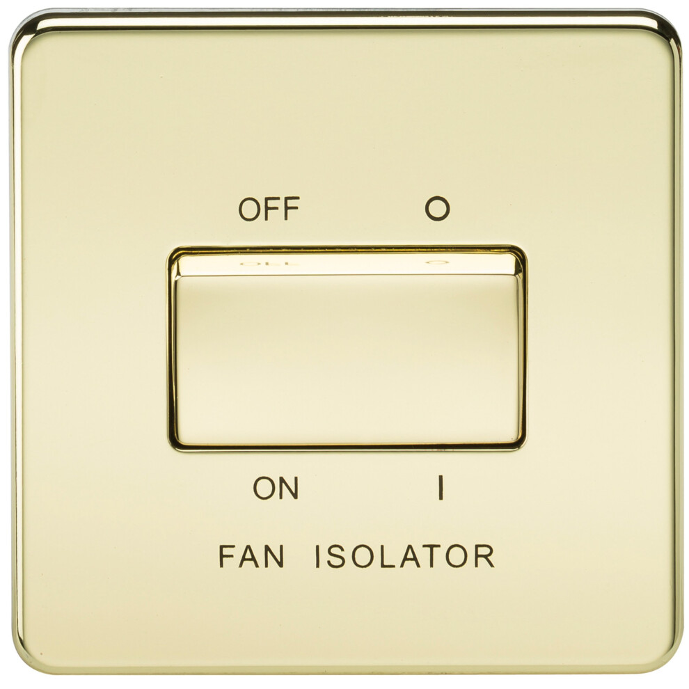 Knightsbridge Sf1100pb Screwless 10 A 3 Pole Fan Isolator Switch, Polished Brass 5055559199793