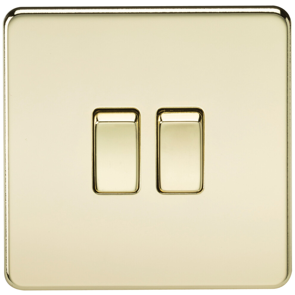 Knightsbridge Sf3000pb Screwless 10 A 2-Gang 2 Way Switch, Polished Brass 5055559199557
