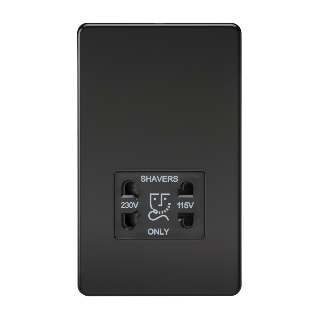 Knightsbridge Sf8900mb Screwless Dual Voltage Shaver Socket, Matt Black 5055832903857