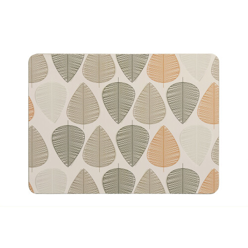 Premier Housewares Set of 4 Cork Backed Rectangle Orange Leaf Design Placemats Tableware Table Mats 1