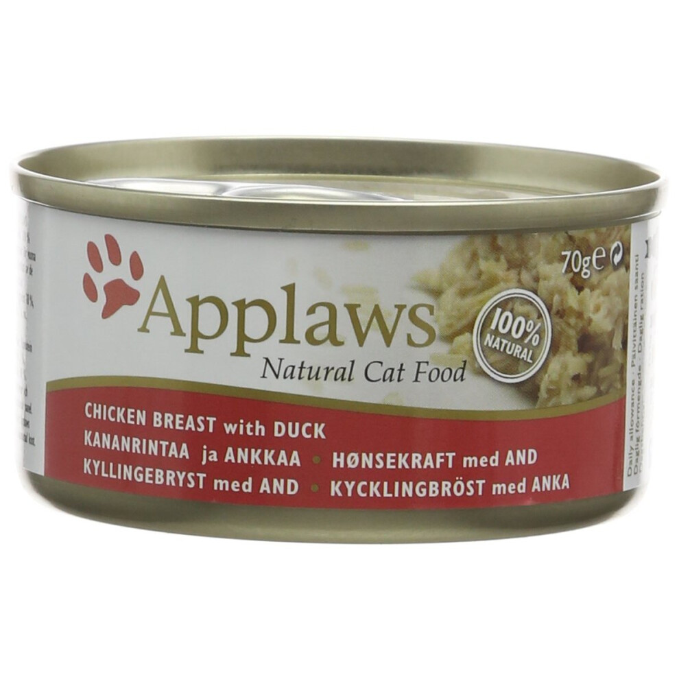 Applaws Cat Food Tin Chicken And Duck, 70G, Pack Of 24