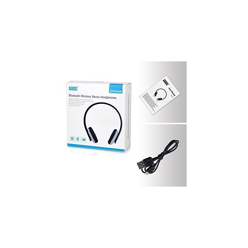 august-ep636-bluetooth-headphones---white---on-ear-wireless-headset-with-mic---bluetooth-v4-1