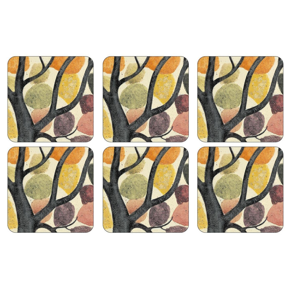 Pimpernel 10.5 x 10.5 cm Small MDF with Cork Back Dancing Branches Coasters, Set of 6, Multi-Colour