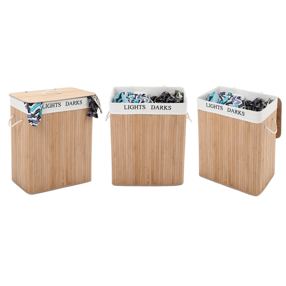 SONGMICS XXL 100 L Bamboo Laundry Basket Washing Box Bin Storage Hamper