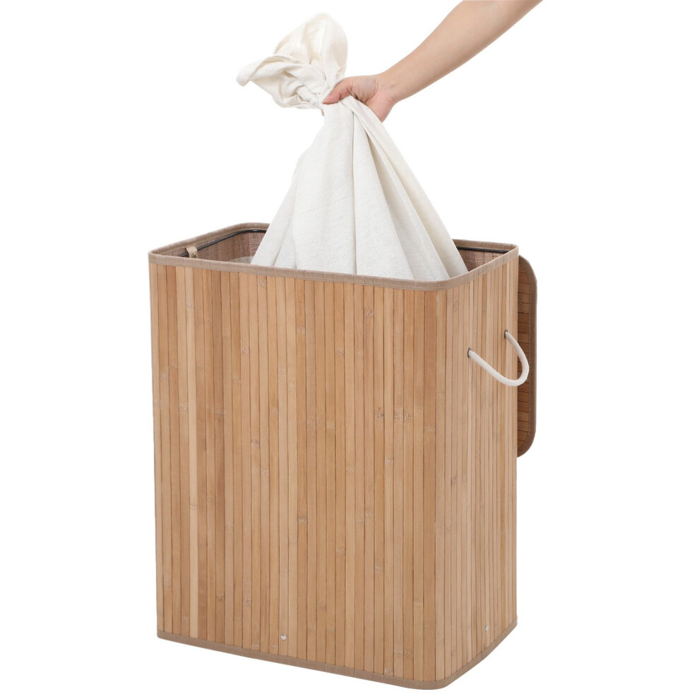 SONGMICS XXL 100 L Bamboo Laundry Basket Washing Box Bin Storage Hamper