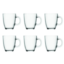 BODUM 11239-10-2 0.35 Litre 6-Piece Borosilicate Glass Bistro Coffee Mug, Transparent