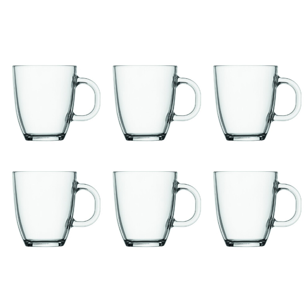 BODUM 11239-10-2 0.35 Litre 6-Piece Borosilicate Glass Bistro Coffee Mug, Transparent