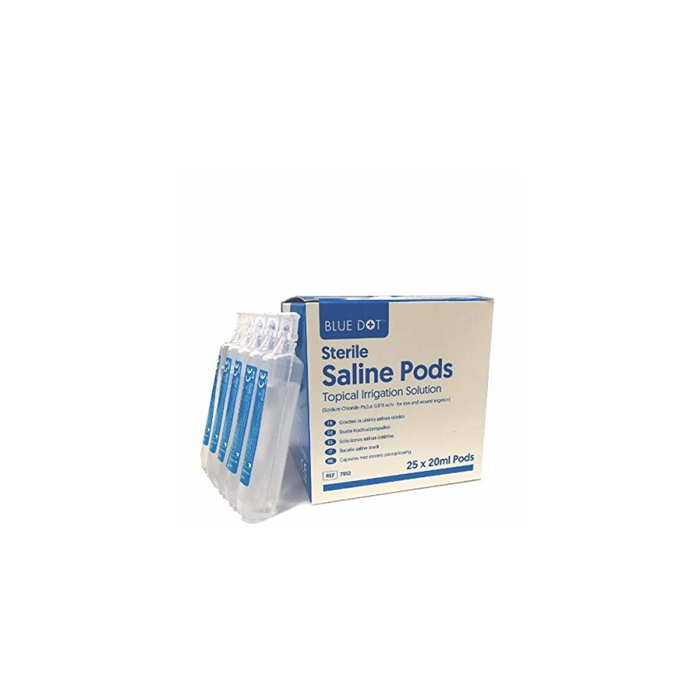 Sterile Saline Solution Eye Wound Eyewash Pods 25 x 20ml Boxed