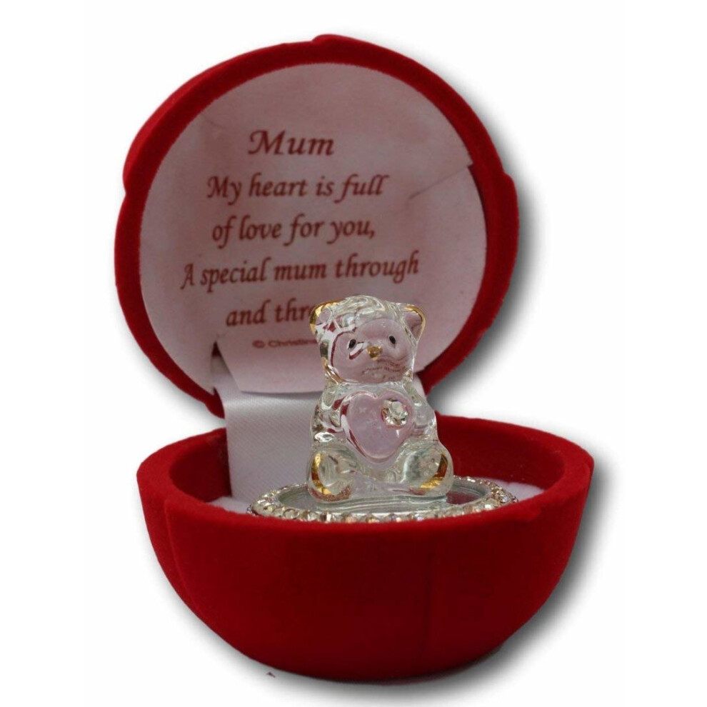 Glass bear in gift box for a special mum through and through