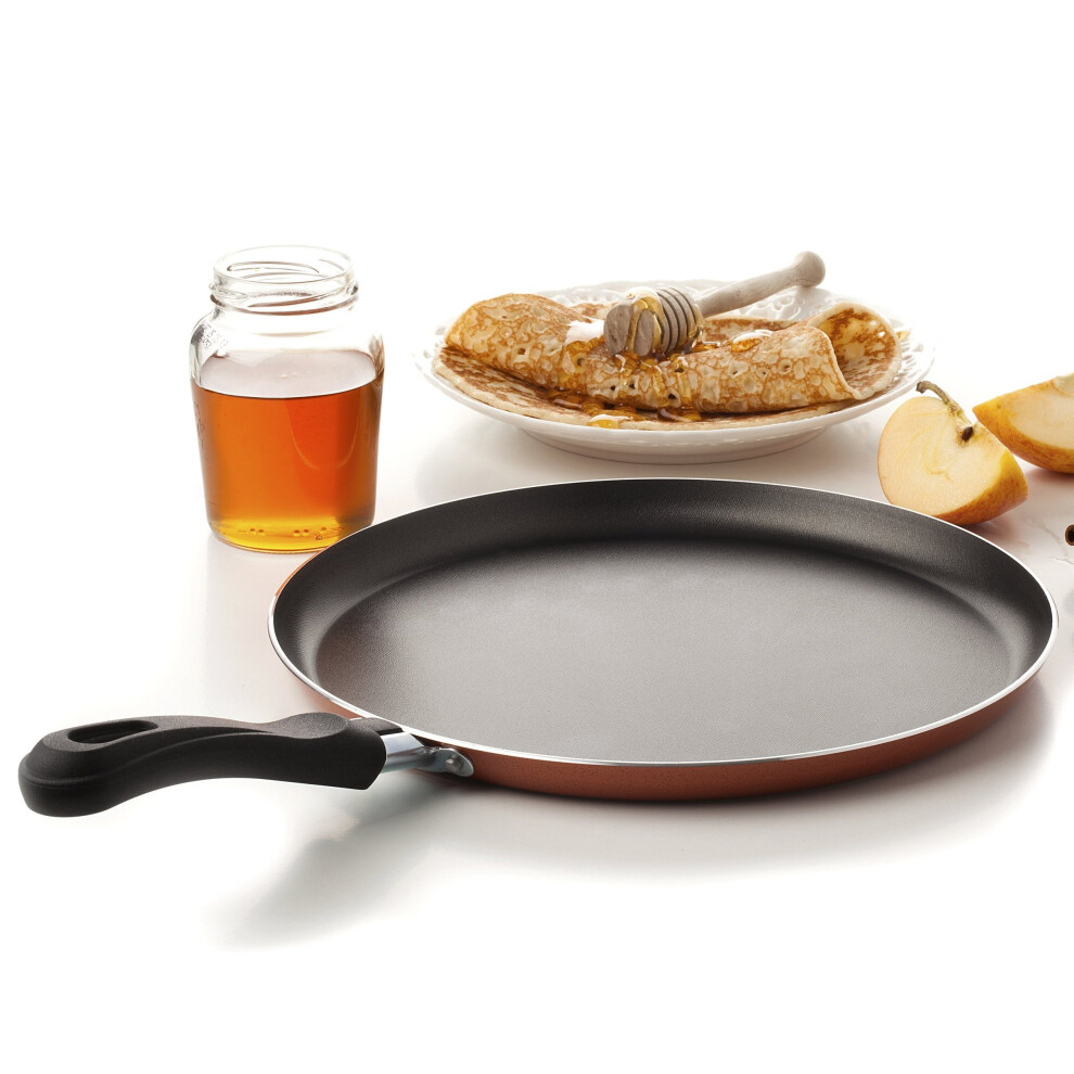 Large Crepe Pan Nonstick Coating Bakelite Handle - Easy Pancakes Omelette Fried Eggs Tortilla Pita Bread Crepes
