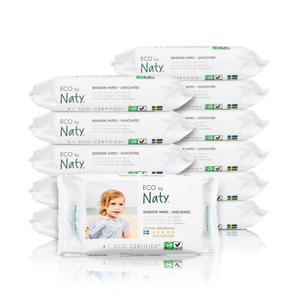 Naty By Nature Babycare Eco Unscented Sensitive Wipes - 12 X Packs Of 56 (672 Wipes) Nature-Babycare