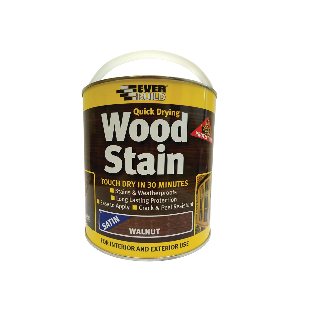 Everbuild EVBWSWN25L 2.5 Litre Quick Dry Wood Stain - Satin Walnut