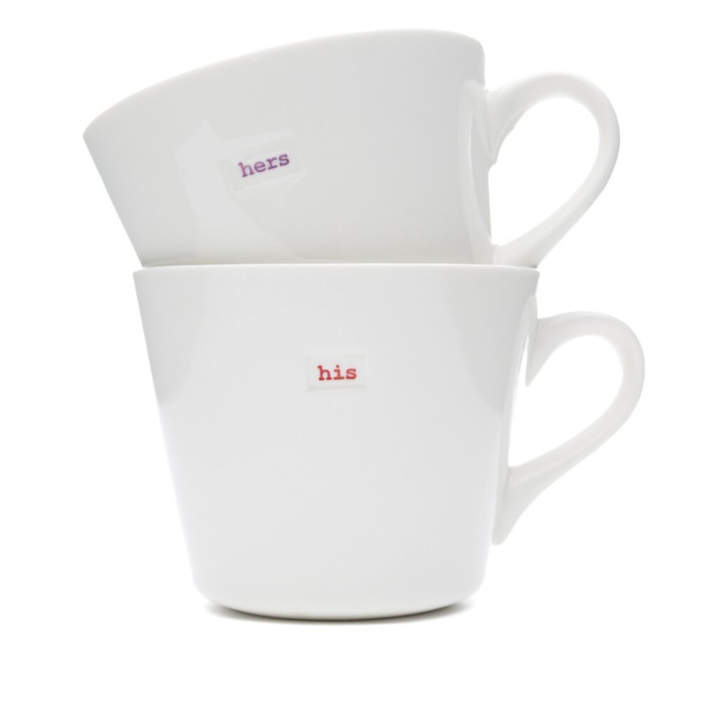 Keith Brymer Jones Word Range Set of 2 'his' and 'hers' Bucket Mug, 0.35L - White