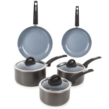Tower Cerasure Saucepan Set, Aluminium Body and Easy Clean Non-Stick Ceramic Coating, Graphite, 5 Piece