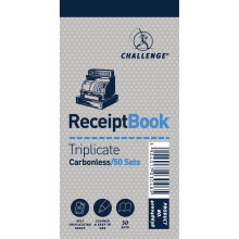 Challenge 140 x 170 mm Triplicate Receipt Book, Carbonless, 50 Pages, Set of 10