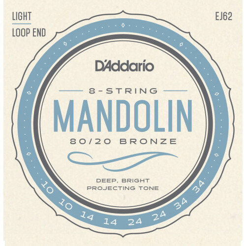 D'Addario EJ62 80/20 Bronze Mandolin Strings Light 10-34