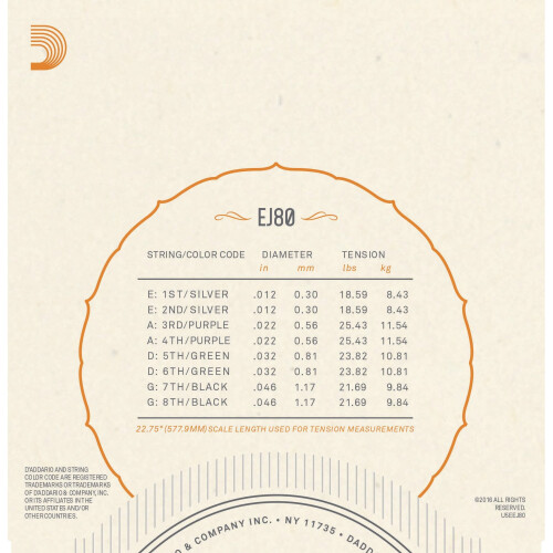 Struny do mandoliny D'Addario EJ80 Phosphor Bronze Octave Medium 12-46 2