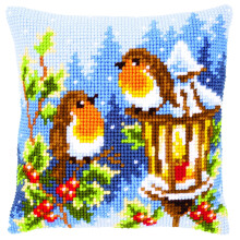Vervaco Cross Stitch Cushion Robins at The Lantern