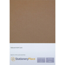 Stationery Place Brown Recycled Natural Kraft Card - A4 280 GSM 100 Sheet Pack