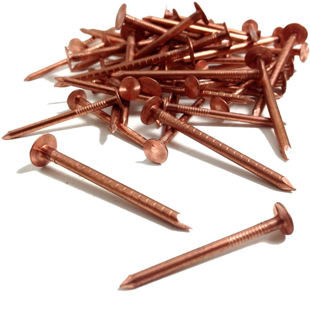 25, 30mm x 3.35mm COPPER CLOUT ROOFING NAILS - ALSO USED FOR TREE STUMP REMOVAL - DIY