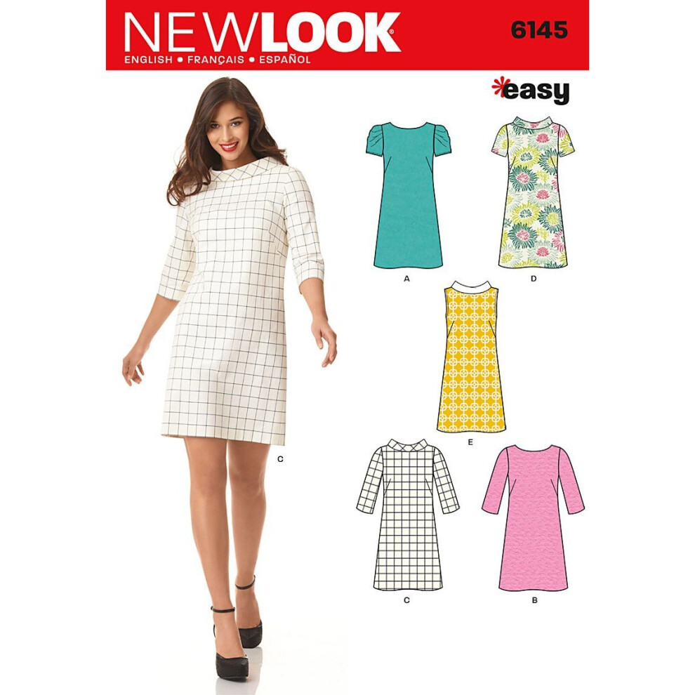 Simplicity 6145 Size A 8/10/12/14/16/18"Misses' Dresses New Look Sewing Pattern