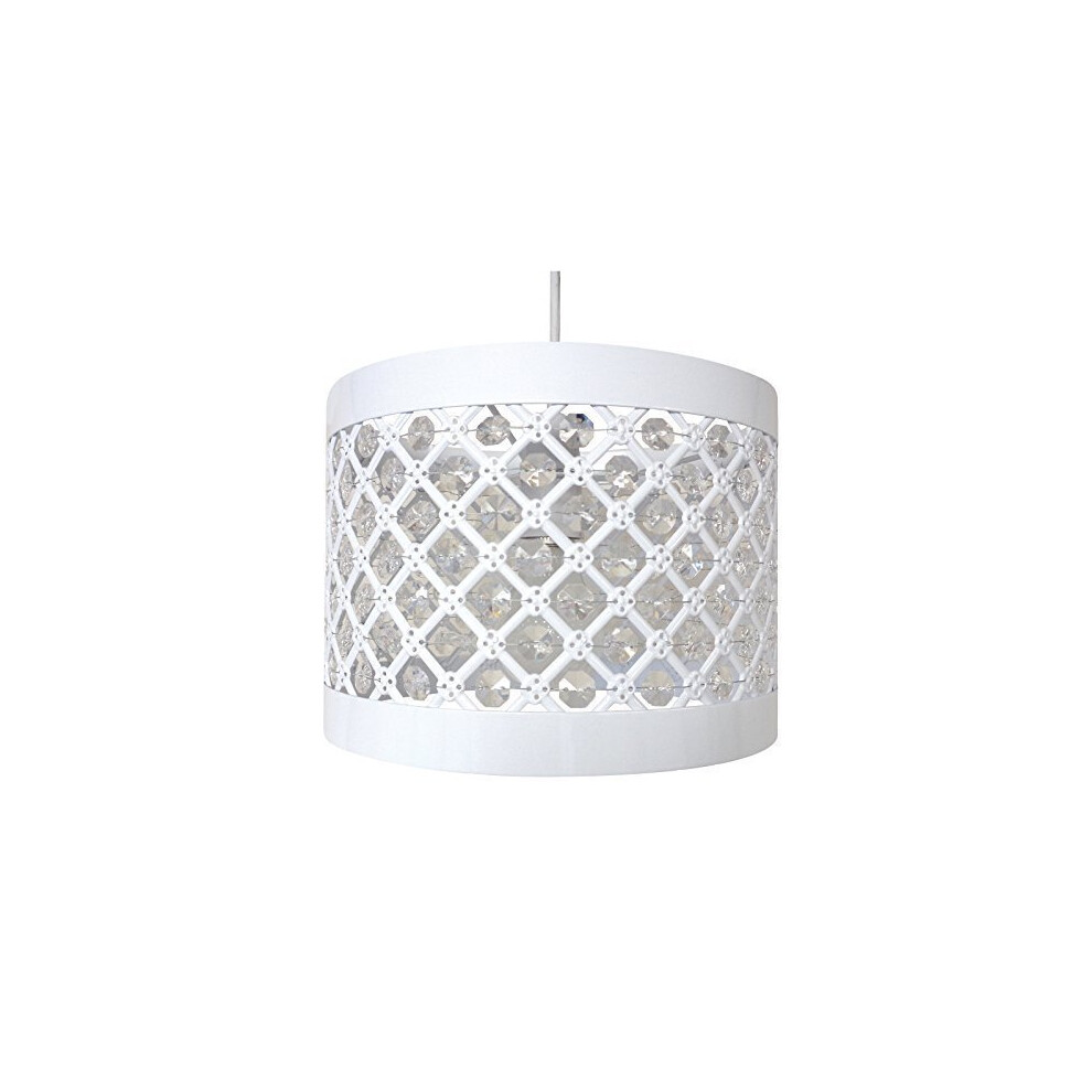 Moda Sparkly Ceiling Pendant Light Shade Fitting, Metal, White