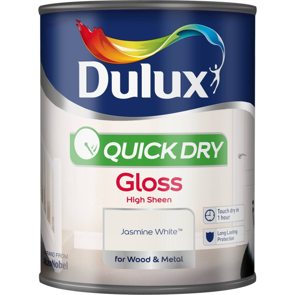 Dulux Quick Dry Gloss Paint, 750 ml - Jasmine White