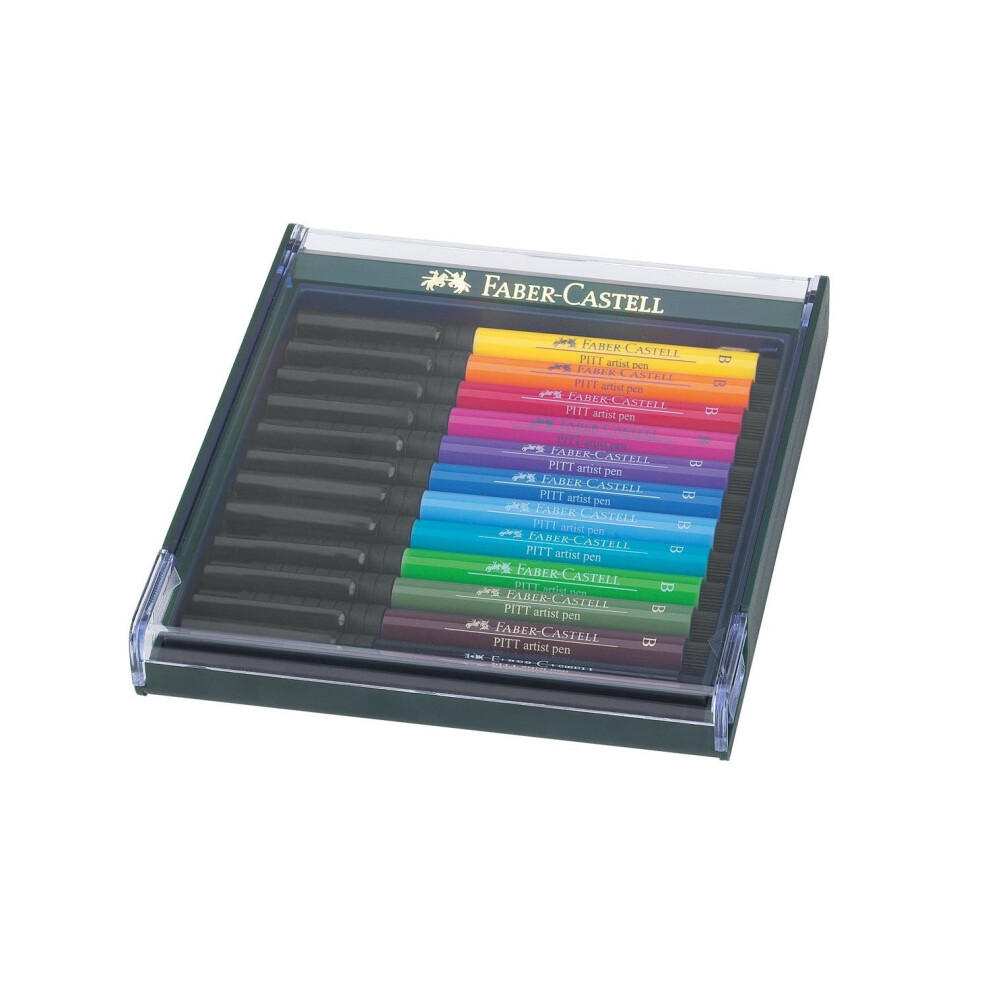 Faber-Castell PITT Artist Brush Pen Set of 12 Intensive Colours In a Robust Workstation