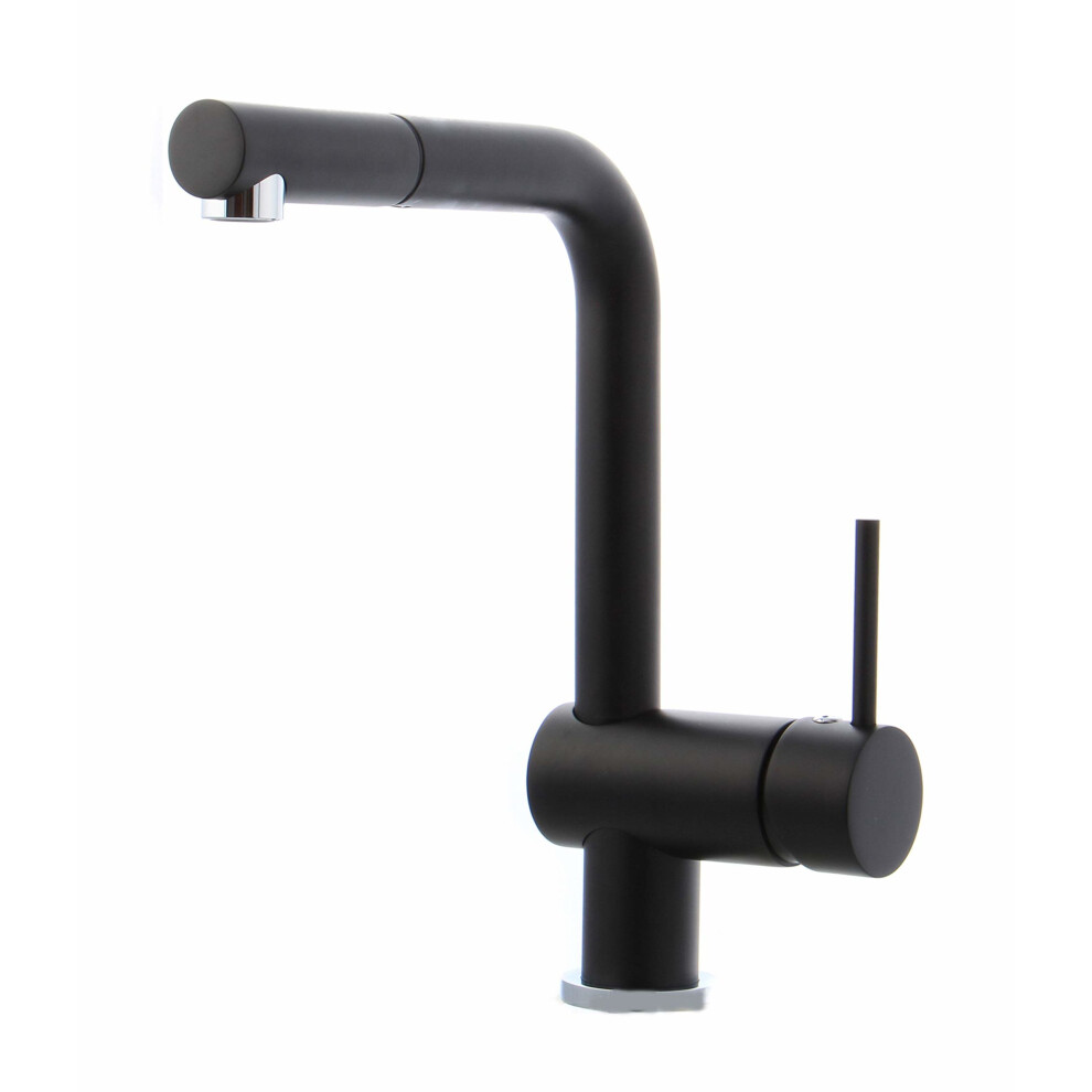 Kitchen Sink Mixer Tap With Extendible Dish Rinser Black/Matt 4250867111715