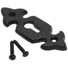 Bulk Hardware BH01796 Fleur-de-Lys Design Open Keyhole Escutcheon - Black Antique