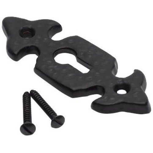 Bulk Hardware BH01796 Fleur-de-Lys Design Open Keyhole Escutcheon - Black Antique
