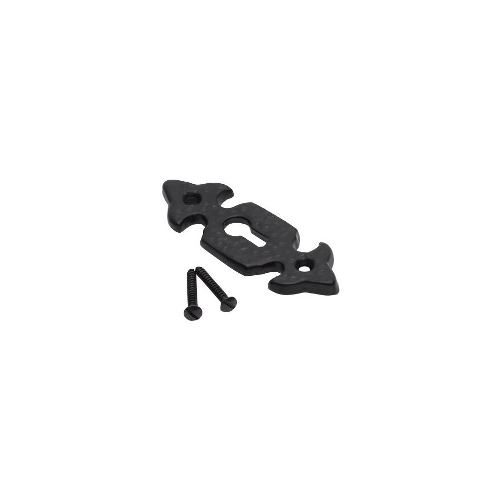 Bulk Hardware Bh01796 Fleur-De-Lys Design Open Keyhole Escutcheon - Black Antique 5013249351012