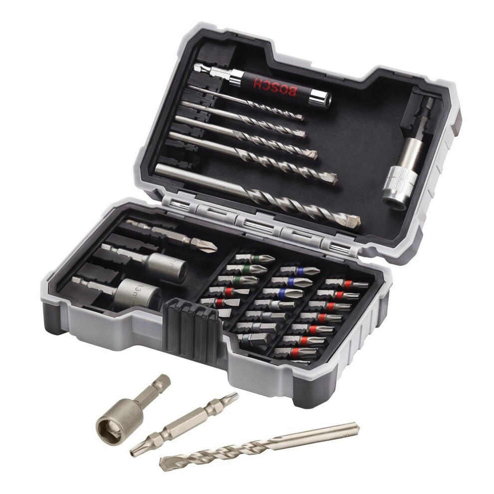 Bosch 2607017326"Pro Concrete" Drill/Screwdriver Set, Grey, Set of 35 Piece