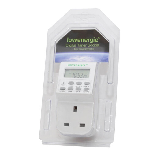 Lowenergie 7 Day Programmable Digital Plug-In Electronic Timer socket 12-24 hour 2