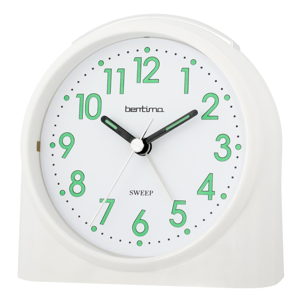 Acctim 14702 Sweeper One Non-Tick Alarm Clock, White