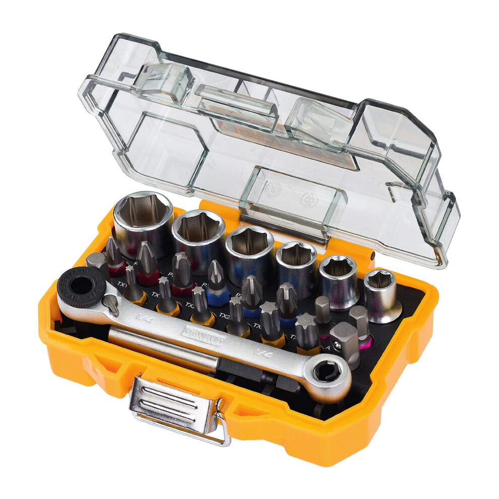 Dewalt 24 Piece High Performance Socket And Screwdriving Set (DT71516); long-living sockets; (24 pieces); With Case