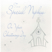 WHITE COTTON CARDS "To A Special Nephew On Your Christening Day Handmade Card, White