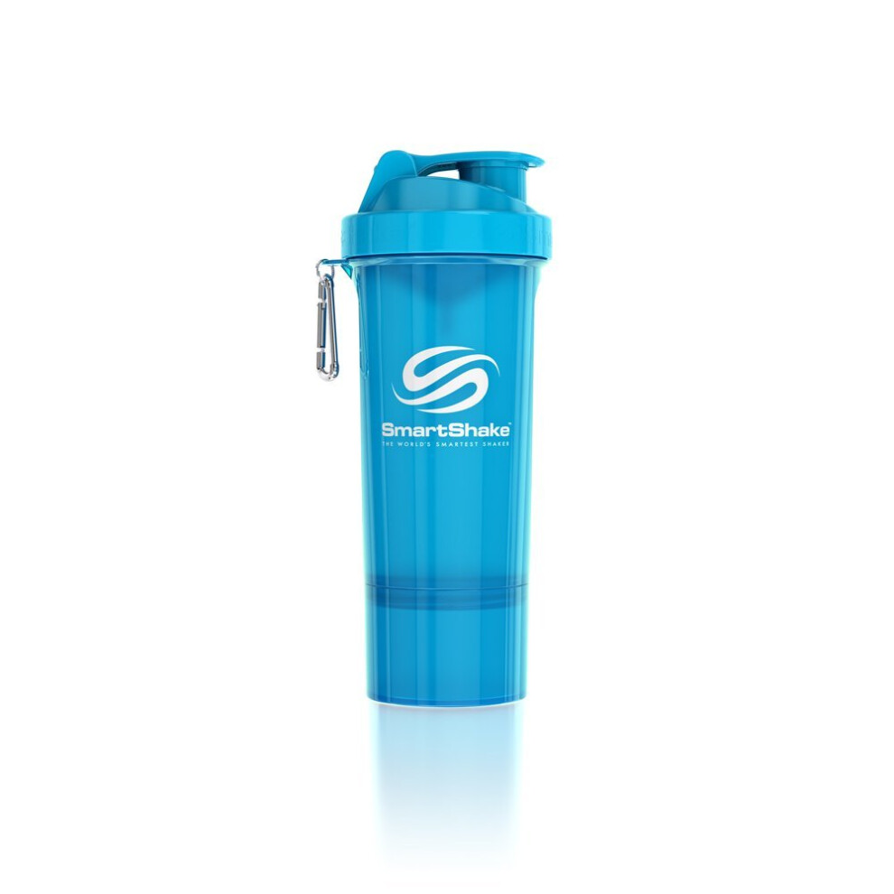 Smartshake Blue Slim Multi-Storage Shaker Bottle 500Ml - Neon
