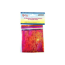 12 SHEETS TRANSFER FOILS CARNIVAL COLOURS PINK PURPLE SILVER FUSCHIA COPPER