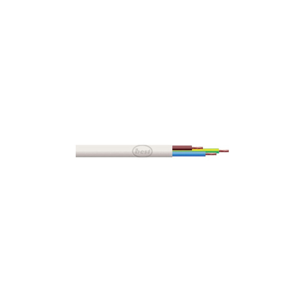 Bulk Hardware Bh01456 3-Core Round Flex Cable, 2183Y 1.0Mm White, 10 Metres (33 Feet) 5013249347121