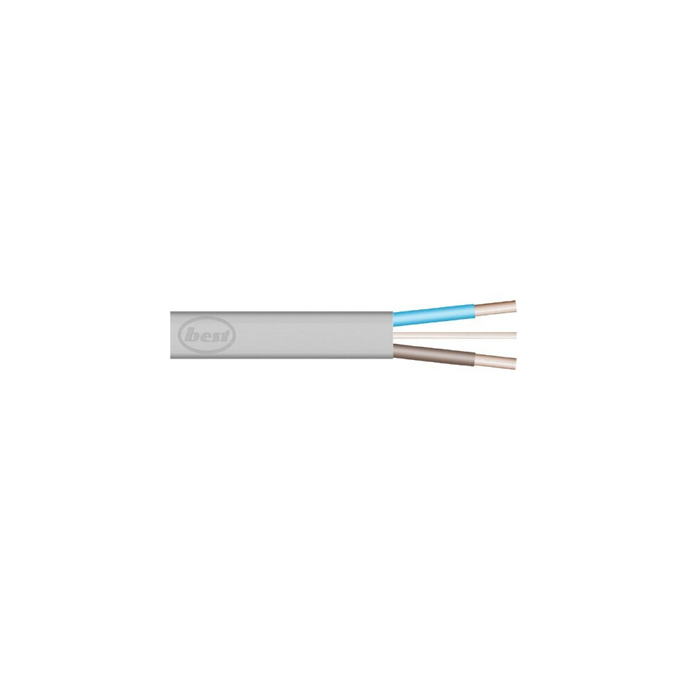 Bulk Hardware Bh01482 Twin And Earth Flat Cable, 6242Y 10.0Mm Grey, 1 Metre (39 Inch) 798256128769