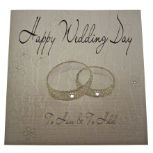 WHITE COTTON CARDS XLWB6 Rings Happy Wedding Day Extra-Large Handmade Wedding Card, White