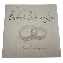 WHITE COTTON CARDS WB10 Rings To a Special Brother and Sister-In-Law on Your Wedding Day Handmade Wedding Card, White