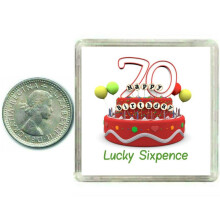 70th Birthday Lucky Sixpence Gift, Great good luck present idea for man or woman